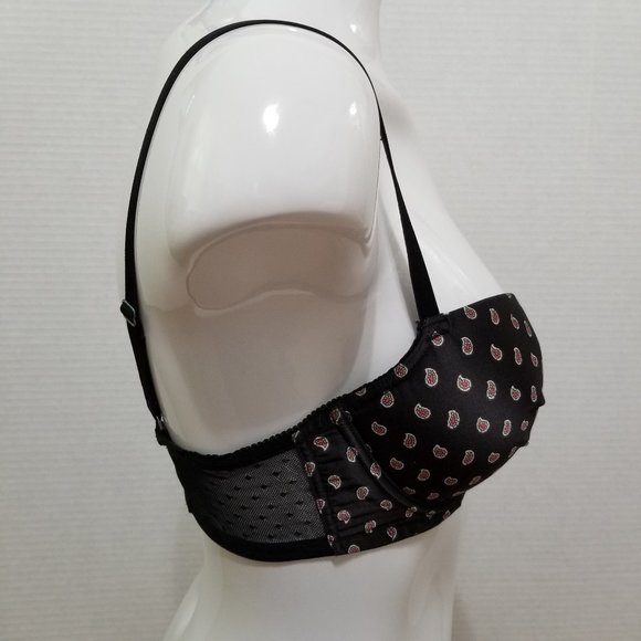 Aerie bra 34D Push-Up ruched paisley print swiss dot sheer wings 2013 - Picture 4 of 13